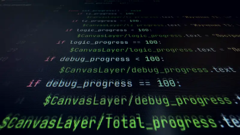 Code on a dark editor screen